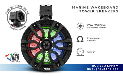 NXL-X8TP 8in Cage Mount Speakers with RGB LED Lights UTV Lighting - Studio View | DS18