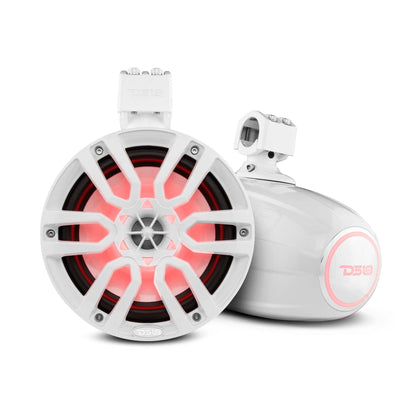 NXL 8" Marine Water Resistant Wakeboard Tower Speakers with Integrated RGB LED Lights 375 Watts
