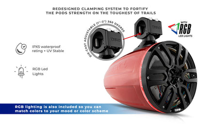 NXL 8in Cage Mount Speaker Enclosure with LED RGB Lights (White) Off-Road SxS - Detail Shot | DS18