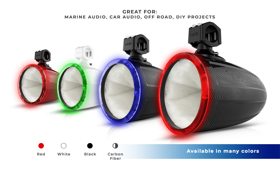 NXL 8in Cage Mount Speaker Enclosure with LED RGB Lights (White) UTV Lighting - Studio View | DS18