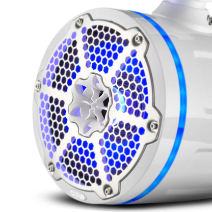 NXL 8" Neodymium Marine and Powersports Towers with Built-in Passive Radiator, 1" Driver and LED RGB Lights 180 Watts Rms