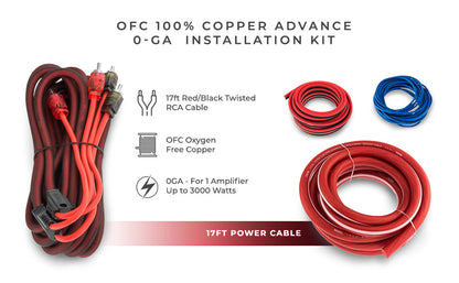 0-GA OFC 100% Copper Amplifier Installation Kit (Red) UTV Lighting - Full View | DS18