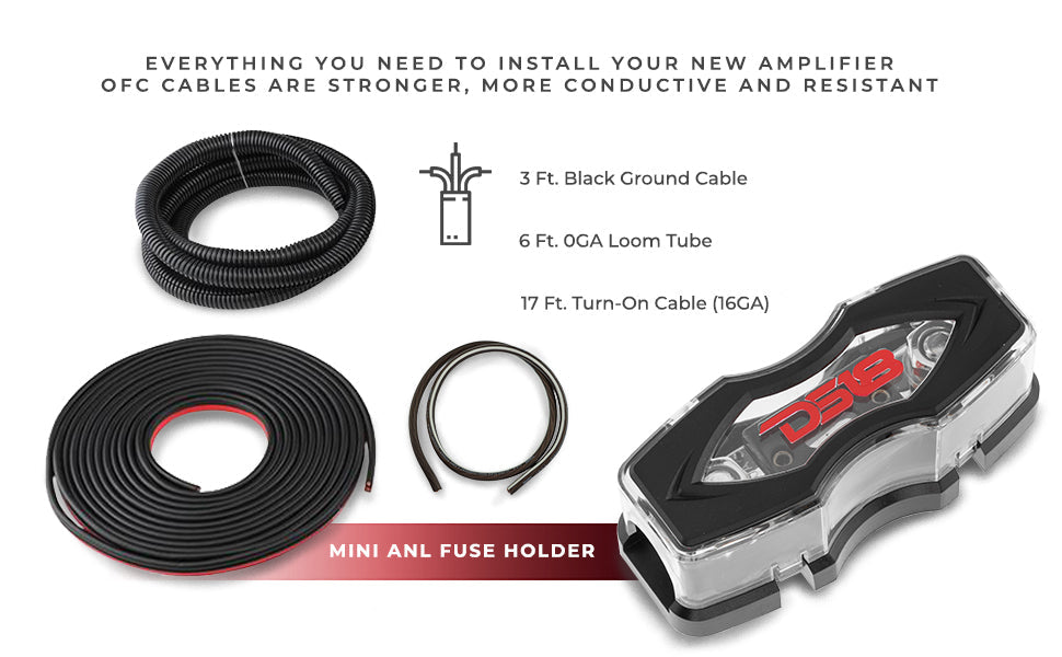 0-GA OFC 100% Copper Amplifier Installation Kit (Red) Off-Road SxS - Detail Shot | DS18