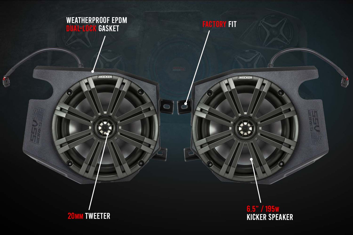 Polaris RZR (2014-2023) Front Kick 6.5" Speaker Pods SSV Works