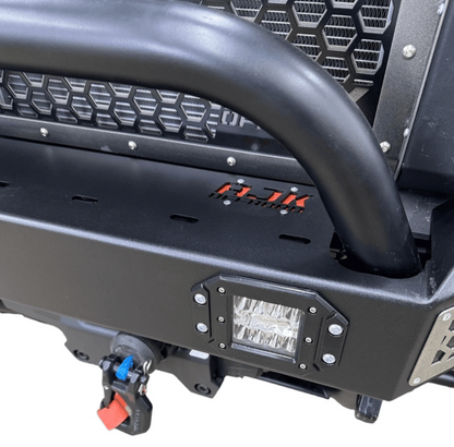 Polaris Xpedition Front Bumper by AJK Offroad Close Up of Right Side Light of Bumper