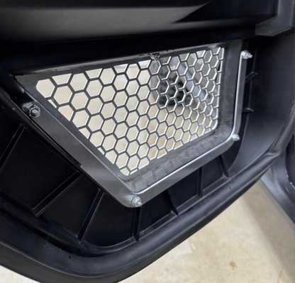 Polaris Xpedition Vented Lower Doors Inserts by AJK Offroad Side Close Up of Interior of Vents in Raw Aluminum 