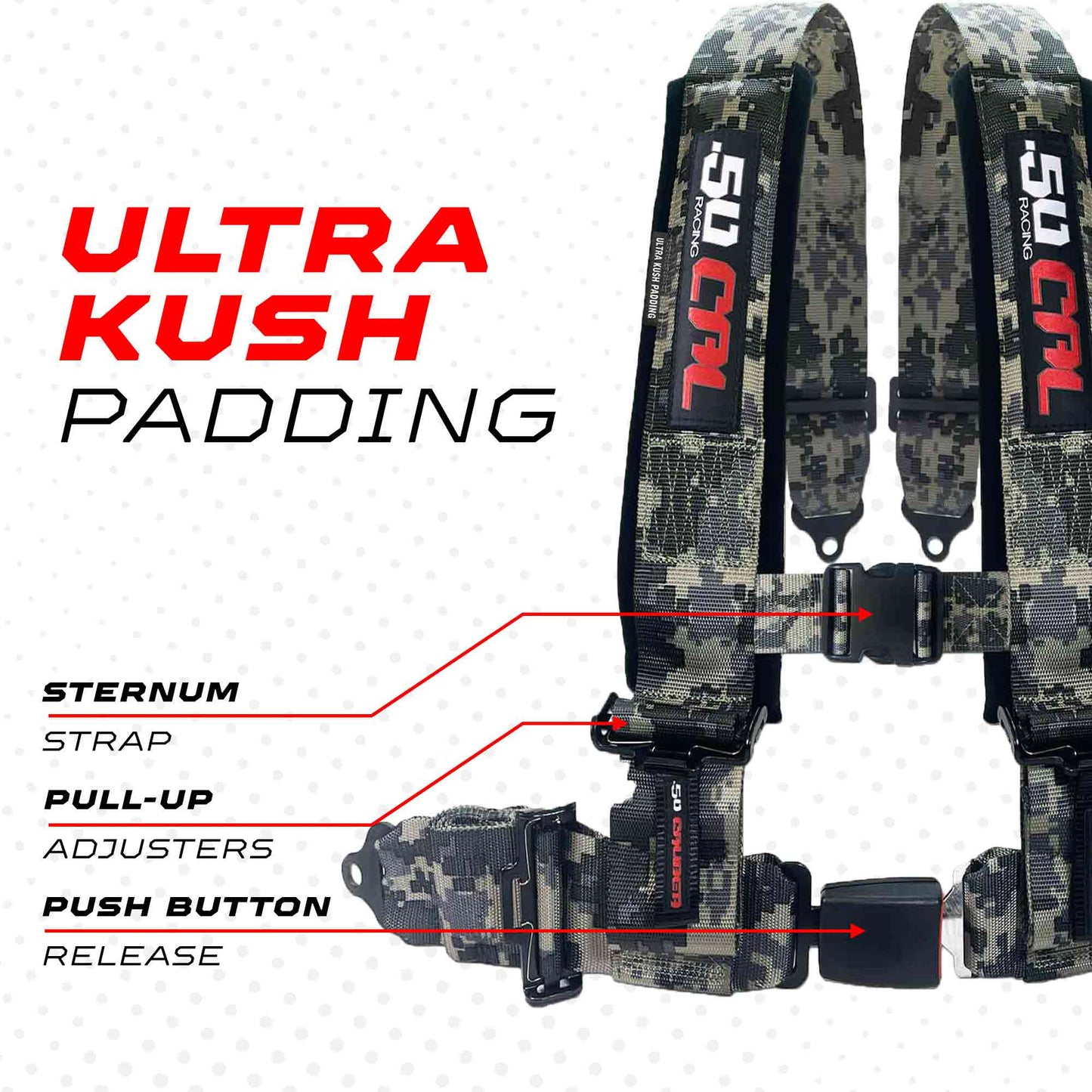 Pro Series 2" & 3" 4 point Harness with push button release