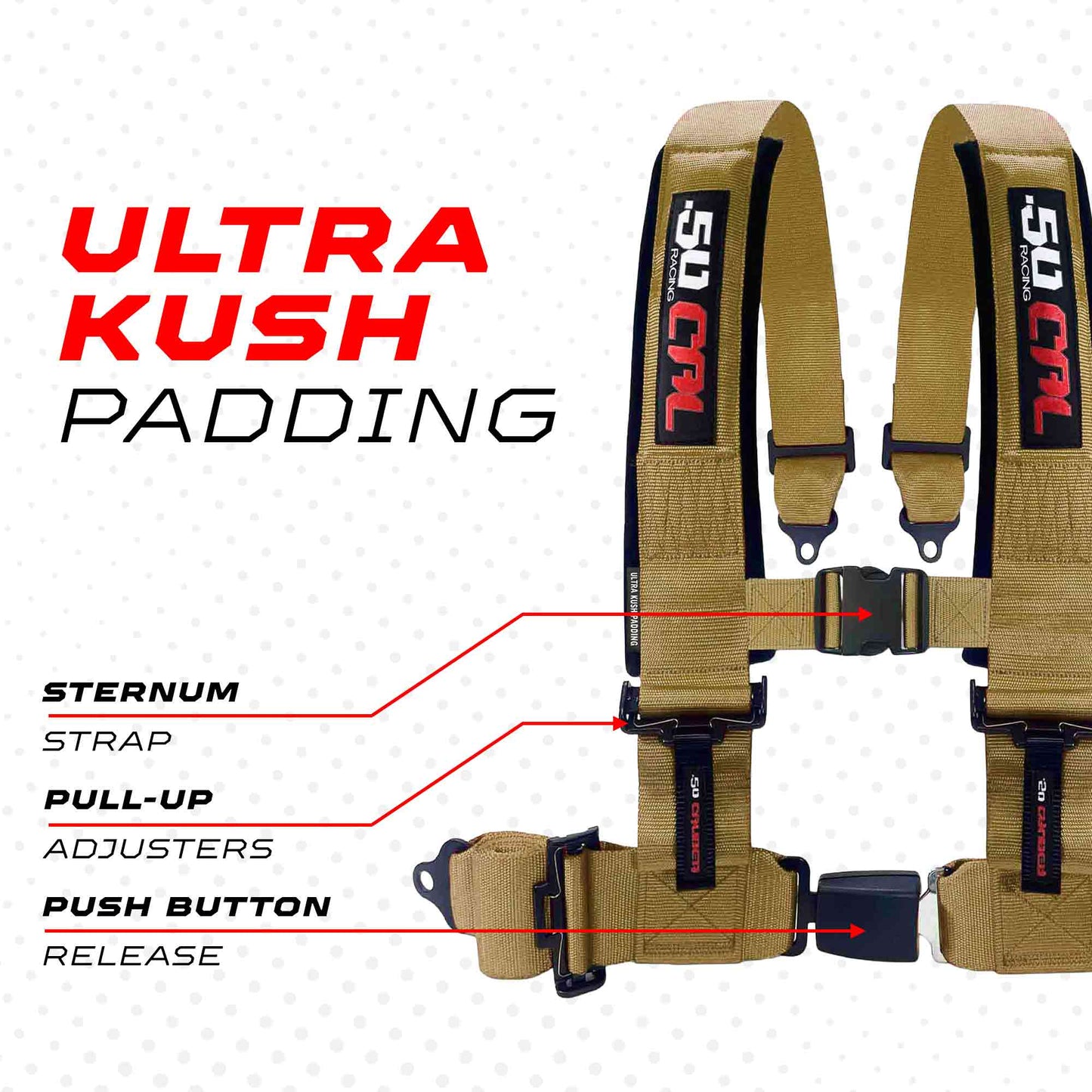 Pro Series 2" & 3" 4 point Harness with push button release