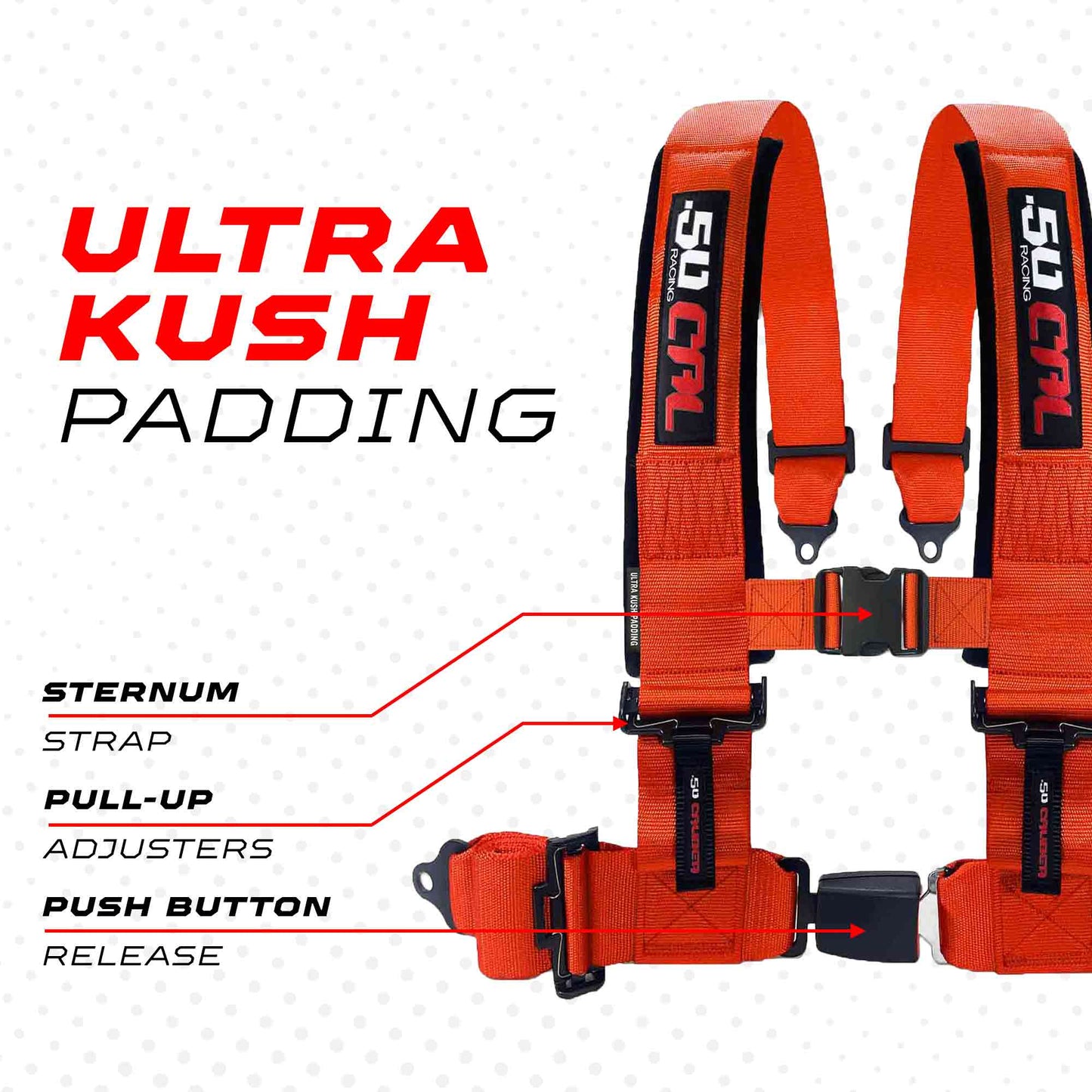 Pro Series 2" & 3" 4 point Harness with push button release