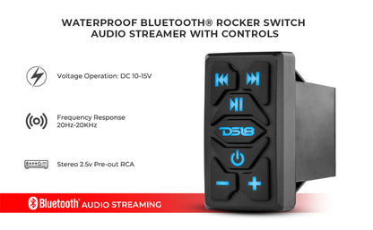 Rocker Switch Bluetooth Audio Receiver With Controls UTV Lighting - Full View | DS18