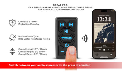 Rocker Switch Bluetooth Audio Receiver With Controls UTV Lighting - Studio View | DS18