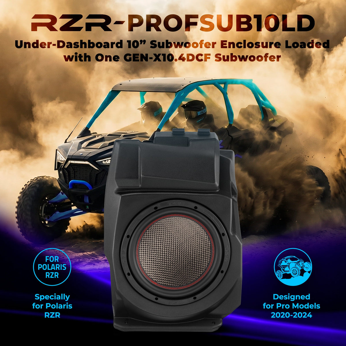 Polaris RZR Pro R / Pro XP / Turbo R Under Dash 10” Subwoofer Loaded Enclosure | DS18