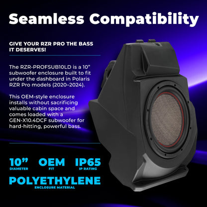 Polaris RZR Pro R / Pro XP / Turbo R Under Dash 10” Subwoofer Loaded Enclosure | DS18