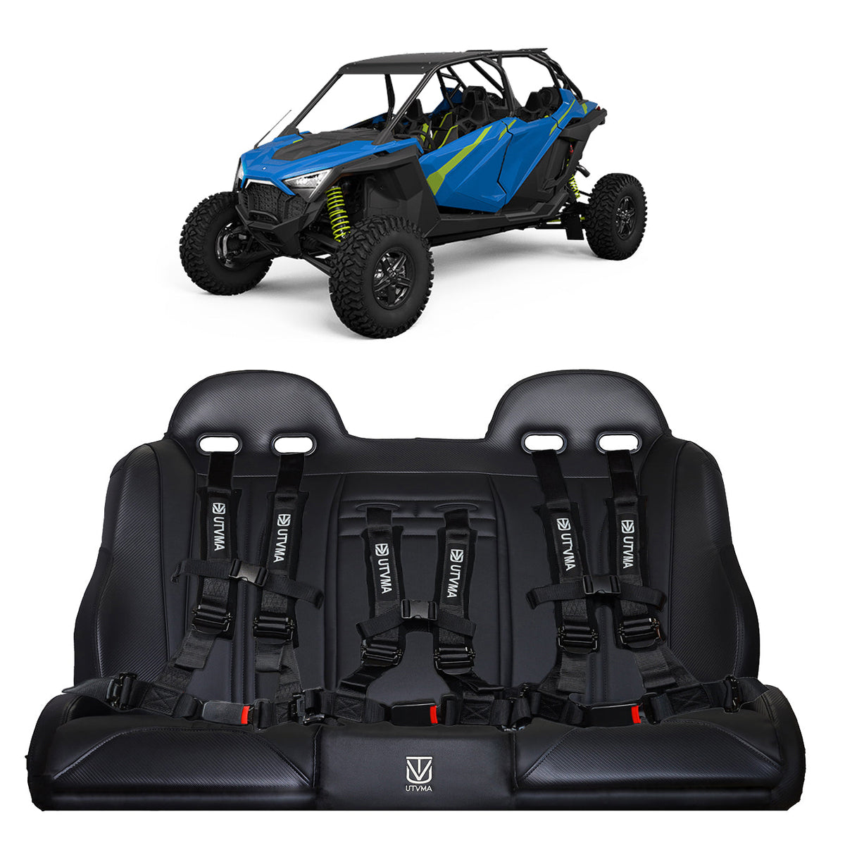 Polaris RZR Pro R / Pro XP / Turbo R Rear Bench Seat with Harnesses | UTVMA