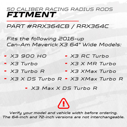 Can-Am Maverick X3 Heavy Duty Radius Rods | 50 Caliber Racing