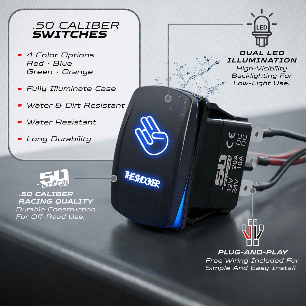 SxS Waterproof Rocker Switch On/Off | 50 Caliber Racing
