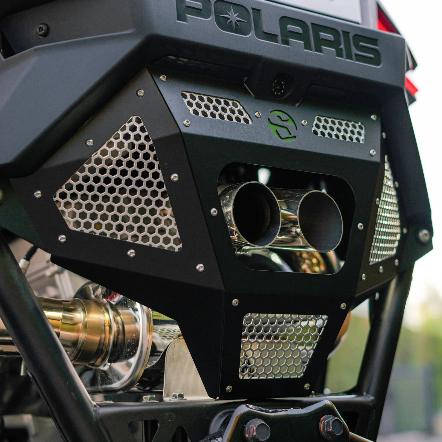 SDR Motorsports Polaris RZR Pro R Rear Exhaust Grille Cover Close Up