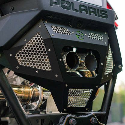 SDR Motorsports Polaris RZR Pro R Rear Exhaust Grille Cover Close Up
