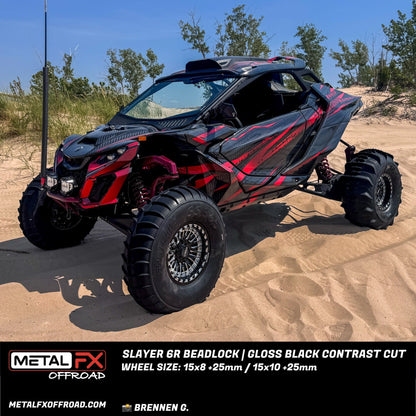 Slayer 6R UTV Beadlock Wheel (Gloss Black Contrast Cut) Metal FX Offroad