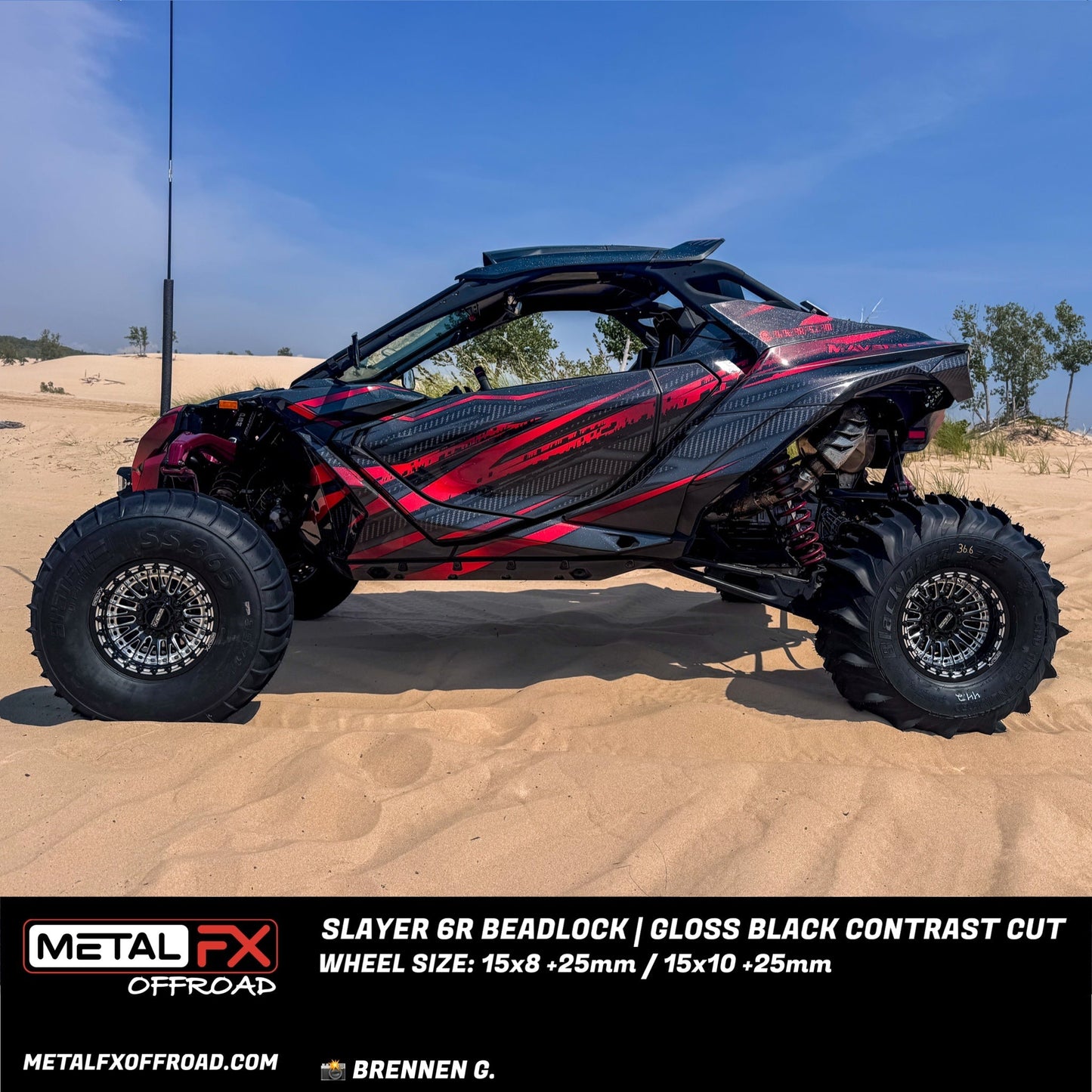 Slayer 6R UTV Beadlock Wheel (Gloss Black Contrast Cut) Metal FX Offroad