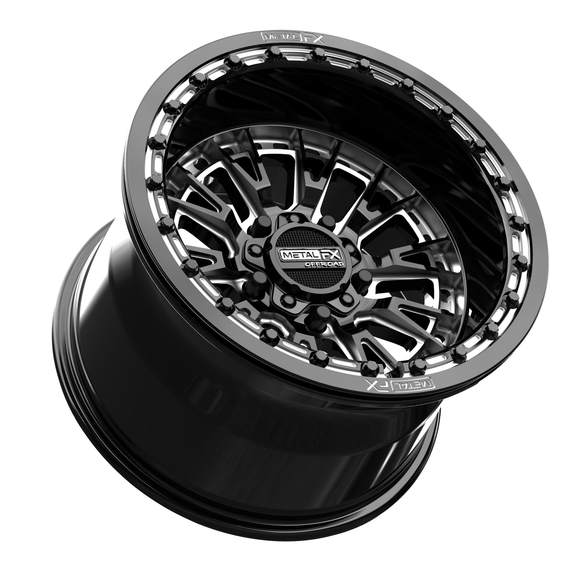 Slayer R UTV Beadlock Wheel (Gloss Black Contrast Cut) Metal FX Offroad