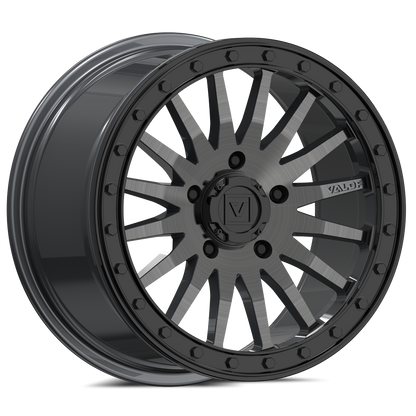 V06 UTV Brushed Gunmetal Beadlock Wheel (15x8 40mm 5x114.3) Valor Offroad