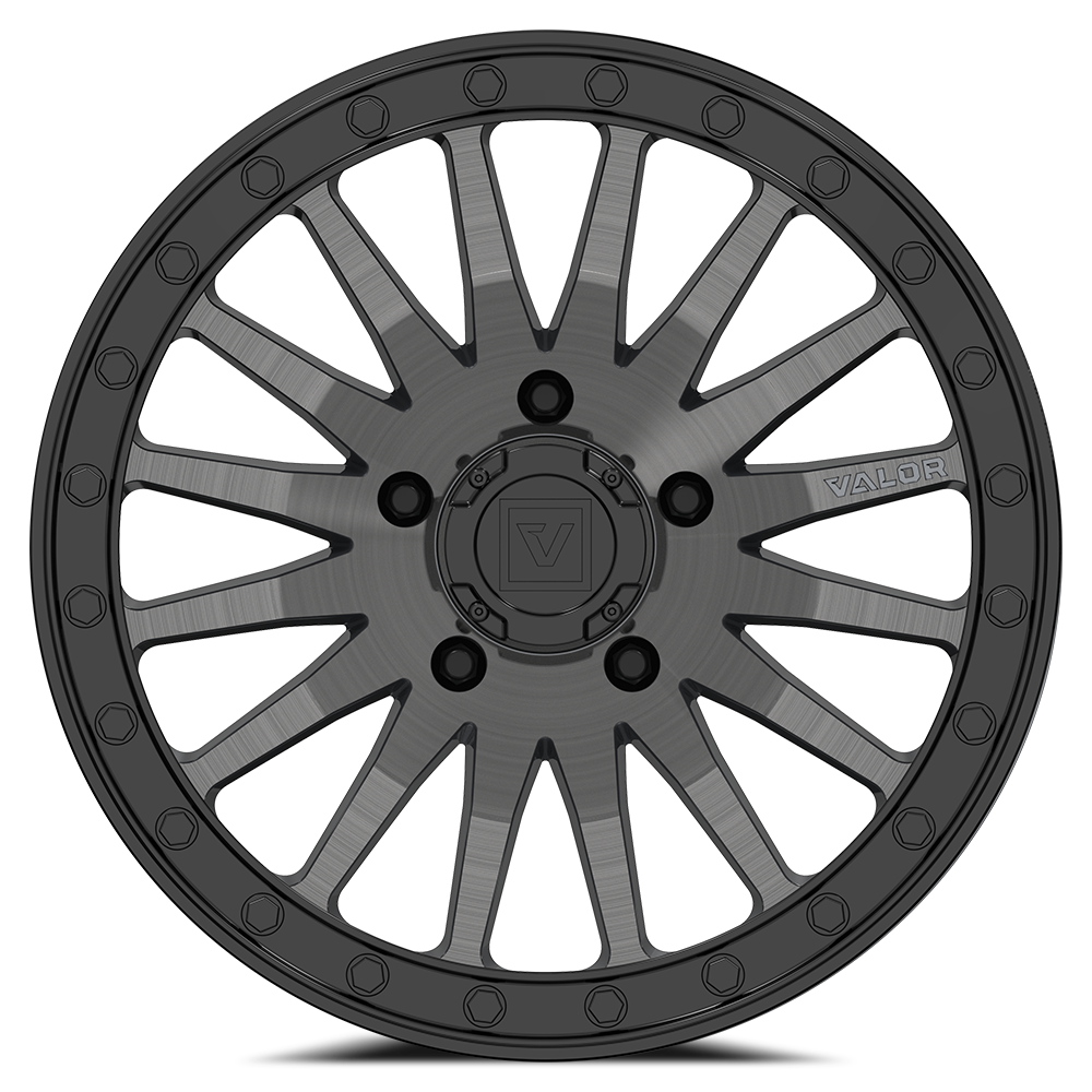 V06 UTV Brushed Gunmetal Beadlock Wheel (15x8 40mm 5x114.3) Valor Offroad