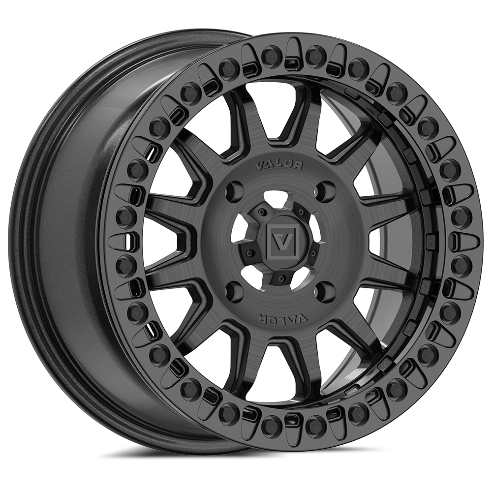 V09 UTV Brushed Charcoal Beadlock Wheel (15x7 40mm 4x156) Valor Offroad