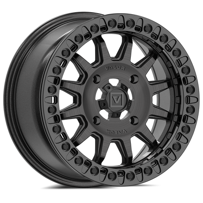 V09 UTV Brushed Charcoal Beadlock Wheel (15x7 40mm 4x156) Valor Offroad
