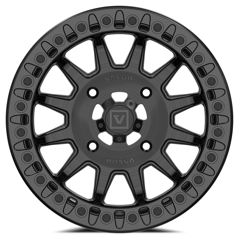V09 UTV Brushed Charcoal Beadlock Wheel (15x7 40mm 4x156) Valor Offroad