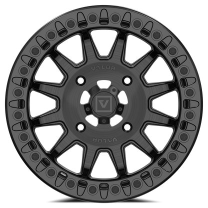 V09 UTV Brushed Charcoal Beadlock Wheel (15x7 40mm 4x156) Valor Offroad