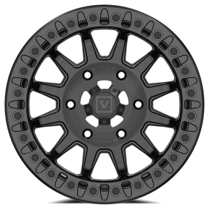 V09 UTV Brushed Charcoal Beadlock Wheel (15x7 40mm 6x139.7) Valor Offroad