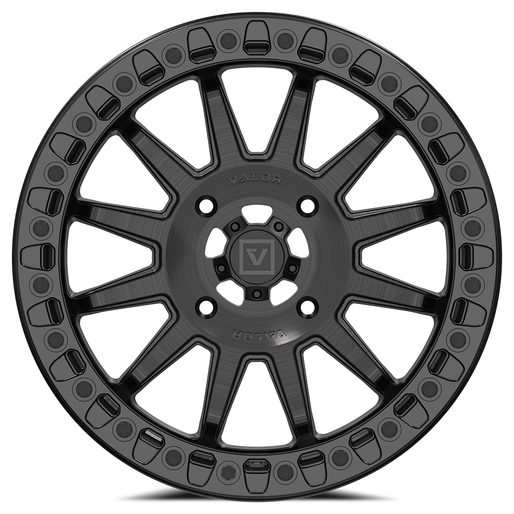 V09 UTV Brushed Charcoal Beadlock Wheel (17x8 40mm 4x156) Valor Offroad