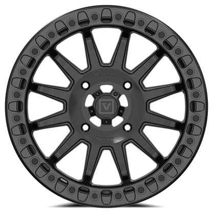 V09 UTV Brushed Charcoal Beadlock Wheel (17x8 40mm 4x156) Valor Offroad