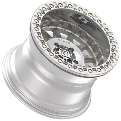 V09 UTV Raw Machined Beadlock Wheel (15x10 0mm 5x114.3) Valor Offroad