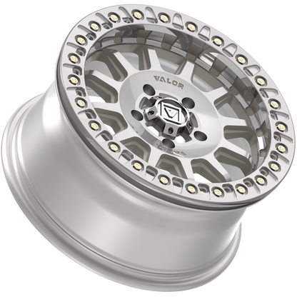 V09 UTV Raw Machined Beadlock Wheel (17x8 40mm 5x114.3) Valor Offroad