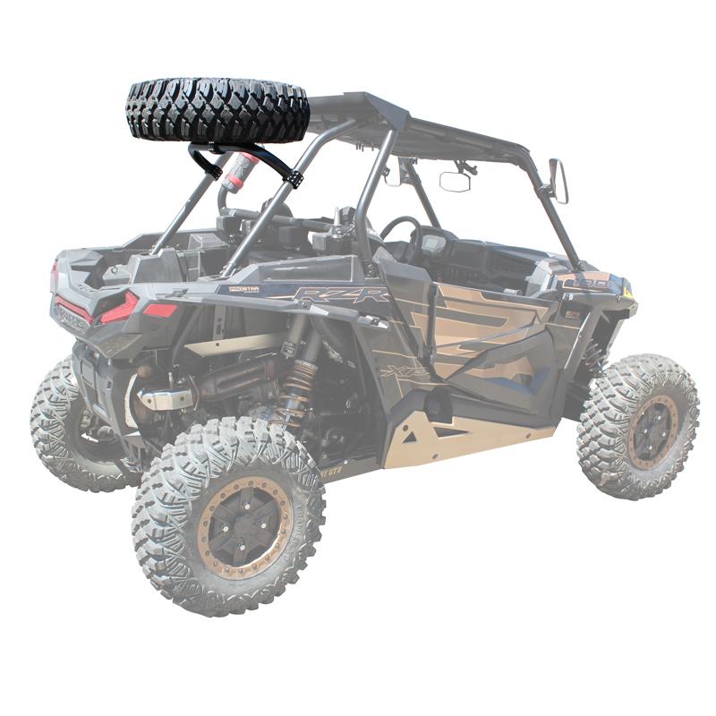 Polaris RZR XP 1000 / Turbo Above the Roof Spare Tire Mount by Factory UTV, front view