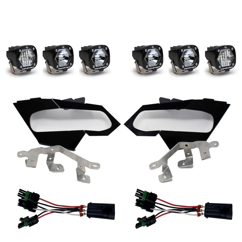 Can-Am Maverick X3 S1 Triple LED Headlight Kit by Baja Designs, front view