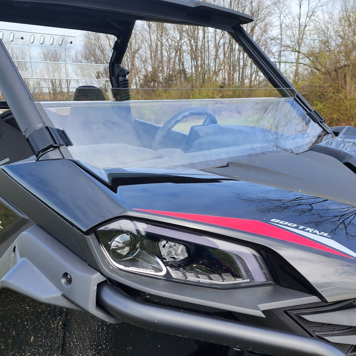 CFMOTO ZFORCE 800 / 950 Polycarbonate Half Windshield by 3 Star UTV, in-use view