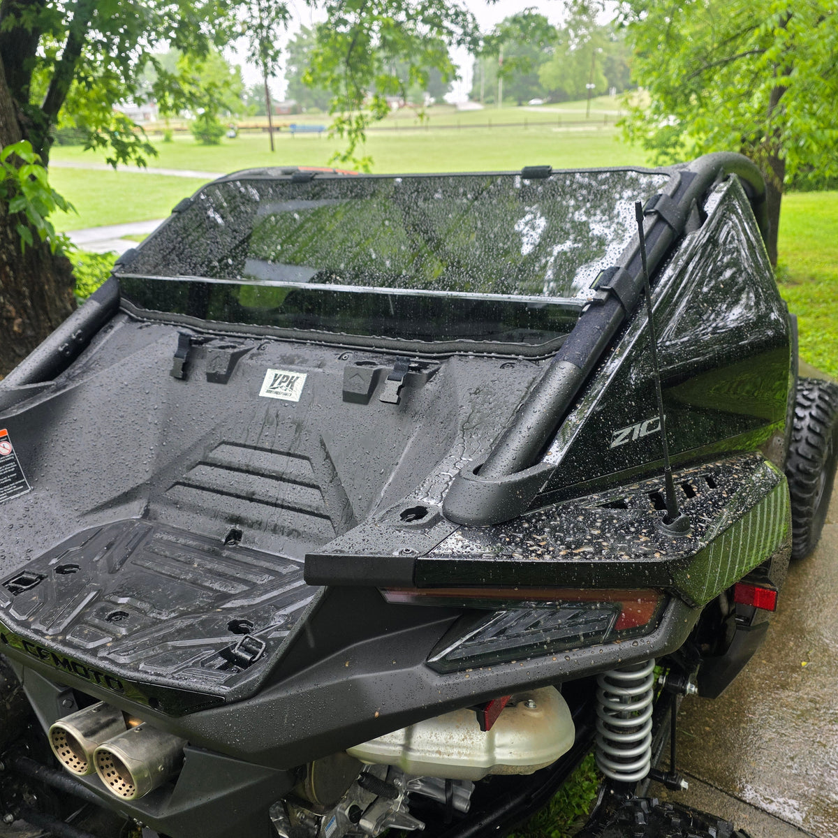 CFMOTO ZFORCE Z10 Polycarbonate Rear Windshield by 3 Star UTV, rear view 2