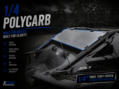 CFMOTO ZFORCE Z10 Polycarbonate Rear Windshield by 3 Star UTV, rear view 4