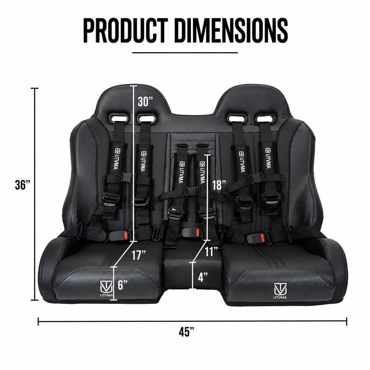 RZR 900 Rear Bench Seat & Pair of Front Bucket Seats Set (2015-2024)