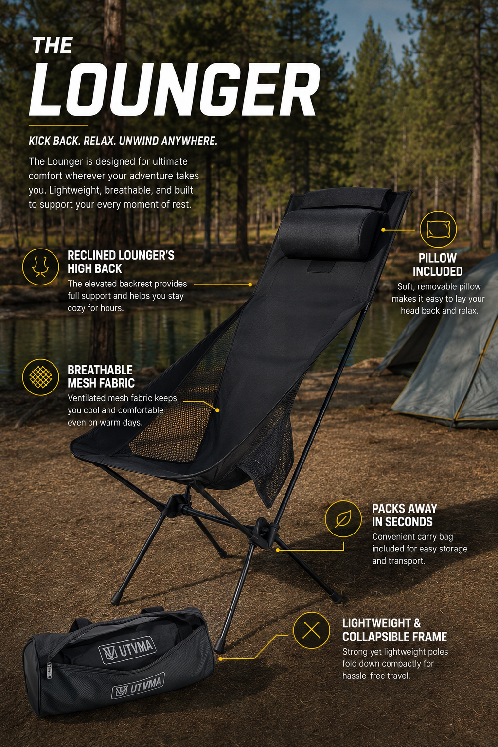 UTVMA Trail Lounger with Roll Cage Bag