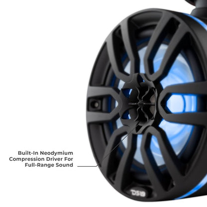 NXL 8" Marine Water Resistant Wakeboard Tower Speakers with Integrated RGB LED Lights 375 Watts