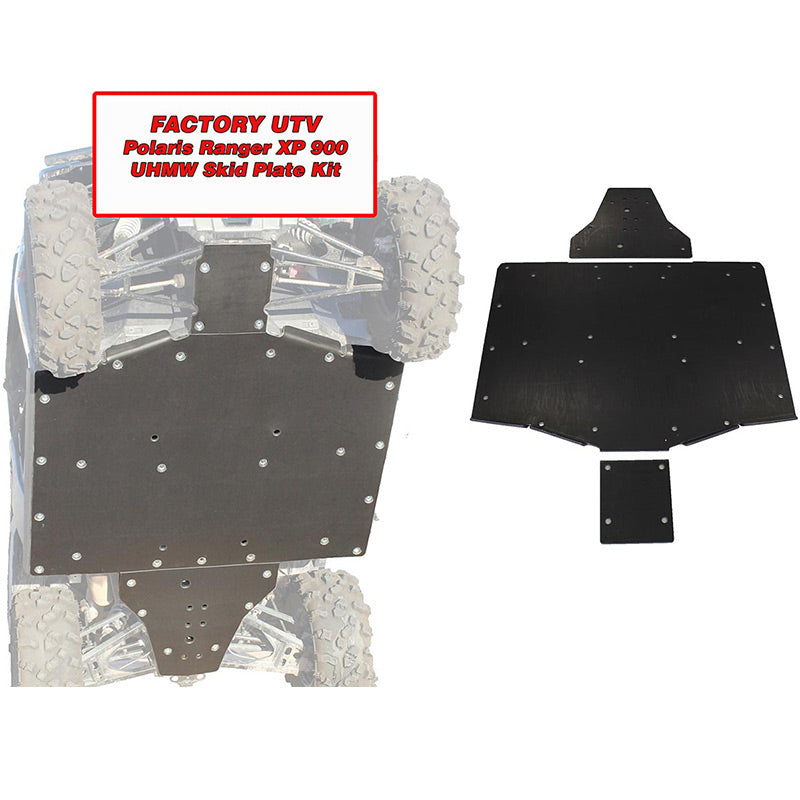 Polaris Ranger XP 900 UHMW Skid Plate SxS - Installed View | Factory UTV