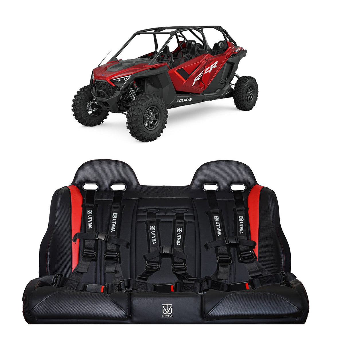 Polaris RZR Pro R / Pro XP / Turbo R Rear Bench Seat with Harnesses | UTVMA