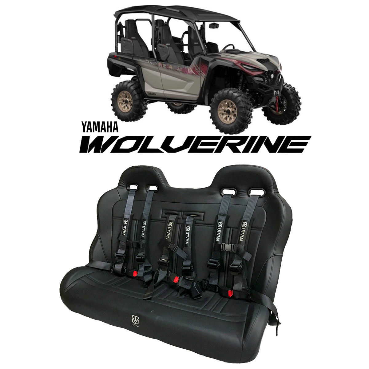 Yamaha Wolverine X4 Rear Bench Seat with Harnesses | UTVMA